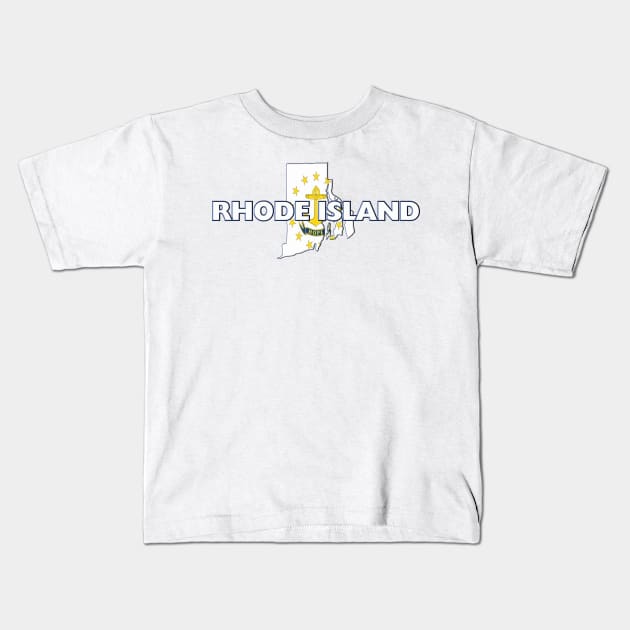 Rhode Island Colored State Kids T-Shirt by m2inspiration